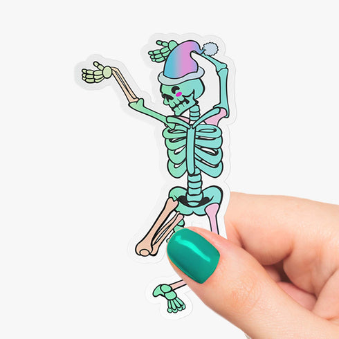 Pastel Skeleton Holiday Holographic Stickers, Pastel Goth Skull Sticker, Christmas Stickers, Punk Stocking Stuffers